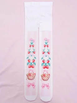 Sweet Lolita Tights Pink Spandex Fruit Pattern Lolita Accessories