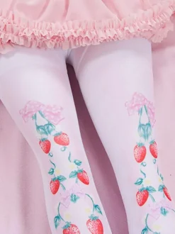 Sweet Lolita Tights Pink Spandex Fruit Pattern Lolita Accessories