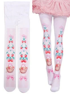 Sweet Lolita Tights Pink Spandex Fruit Pattern Lolita Accessories