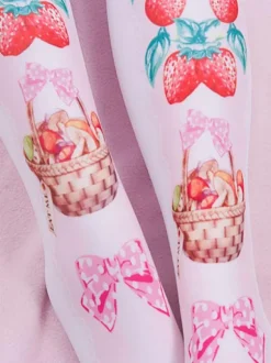 Sweet Lolita Tights Pink Spandex Fruit Pattern Lolita Accessories