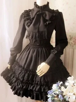 Sweet Lolita White Ruched Chiffon Lolita SK Dress for Women
