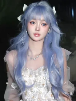 Sweet Lolita Wig Long Tousled Heat-resistant Fiber Light Sky Blue Lolita Accessories