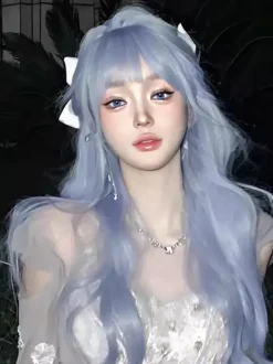 Sweet Lolita Wig Long Tousled Heat-resistant Fiber Light Sky Blue Lolita Accessories