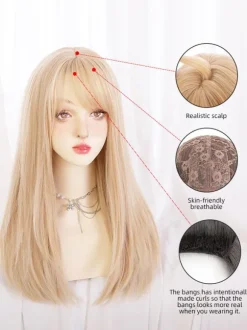 Sweet Lolita Wig Tousled Heat-resistant Fiber Light Gold Lolita Accessories