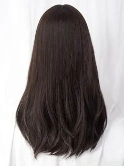 Sweet Lolita Wigs Brownish Black Long Heat-resistant Fiber Tousled Lolita Accessories