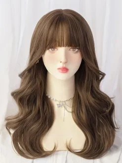 Sweet Lolita Wigs Deep Brown Long Heat-resistant Fiber Tousled Lolita Accessories