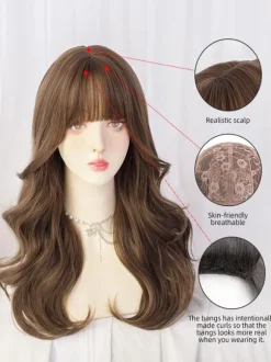 Sweet Lolita Wigs Deep Brown Long Heat-resistant Fiber Tousled Lolita Accessories