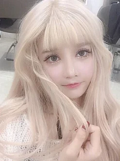 Sweet Lolita Wigs Long Blond Curly Synthetic Lolita Wig With Blunt Fringe