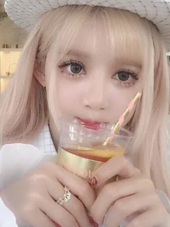 Sweet Lolita Wigs Long Blond Curly Synthetic Lolita Wig With Blunt Fringe