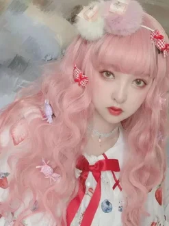 Sweet Lolita Wigs Long Heat Resistant Fiber Light Pink Lolita Hair Wigs