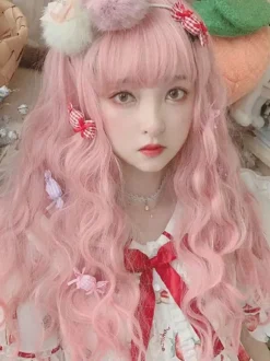 Sweet Lolita Wigs Long Heat Resistant Fiber Light Pink Lolita Hair Wigs