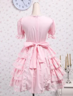 Sweet Pink kawaiii Lolita OP Dress Short Sleeves Ruffles Design