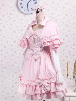 Sweet Pink Lotila OP Dress and Cape with Bows and Ruffles
