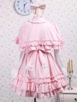 Sweet Pink Lotila OP Dress and Cape with Bows and Ruffles