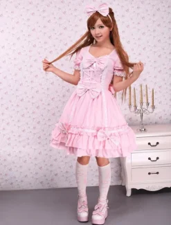 Sweet Pink Lotila OP Dress and Cape with Bows and Ruffles