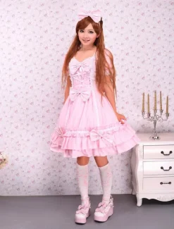 Sweet Pink Lotila OP Dress and Cape with Bows and Ruffles