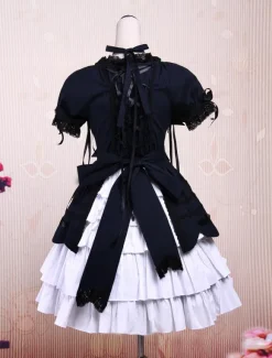 Sweet Purple Pink Lolita OP Dress Short Sleeves Layers Bows and Trim