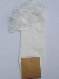 Sweet White Cotton Lolita Ankle Socks Lace Trim