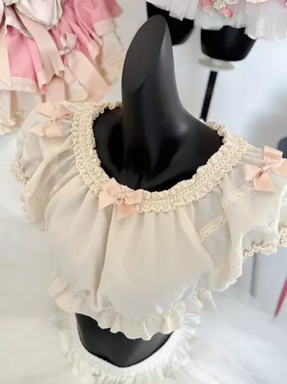 Sweet Beige Short Sleeves Polyester Top