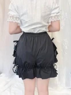 Sweet Black Pink Lolita Bloomers Layered Ruffles Bow Ribbon