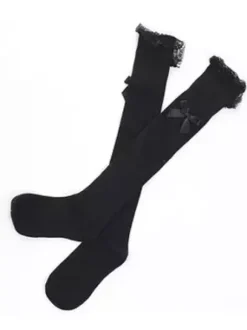 Sweet Cotton Lolita Knee High Socks Lace Trim Lace Ribbon