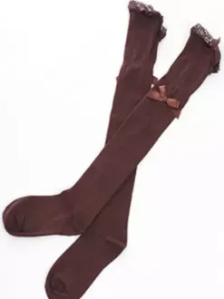 Sweet Cotton Lolita Knee High Socks Lace Trim Lace Ribbon