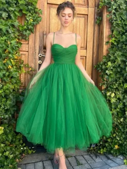 Sweetheart Neckline Tulle A-line Midi Slip Dress For Birthday Party 2026