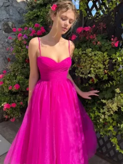 Sweetheart Neckline Tulle A-line Midi Slip Dress For Birthday Party 2026