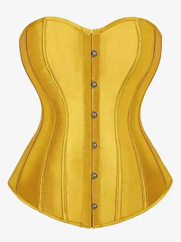 Sweetheart Strapless Satin Overbust Corset Front Button Back Lace Up Body Shaper