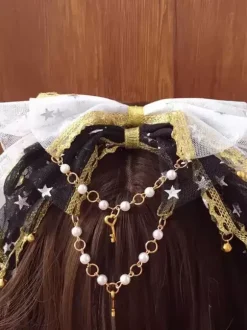 Sweet Lolita Accessories Black Bows Lace Headwear Miscellaneous