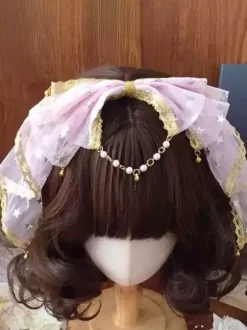 Sweet Lolita Accessories Black Bows Lace Headwear Miscellaneous
