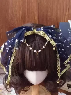 Sweet Lolita Accessories Black Bows Lace Headwear Miscellaneous