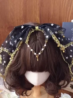 Sweet Lolita Accessories Black Bows Lace Headwear Miscellaneous