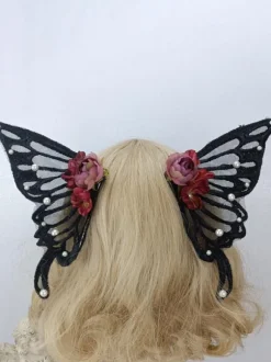 Sweet Lolita Accessories Black Rose Headwear Polyester Fiber Miscellaneous
