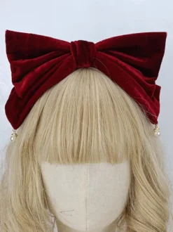 Sweet Lolita Accessories Black Pearls Bow Headwear Miscellaneous