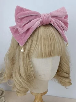 Sweet Lolita Accessories Black Pearls Bow Headwear Miscellaneous