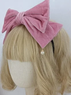 Sweet Lolita Accessories Black Pearls Bow Headwear Miscellaneous
