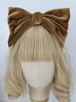 Sweet Lolita Accessories Black Pearls Bow Headwear Miscellaneous