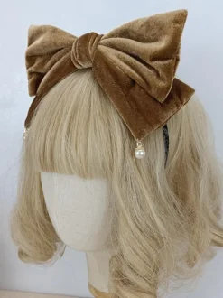 Sweet Lolita Accessories Black Pearls Bow Headwear Miscellaneous