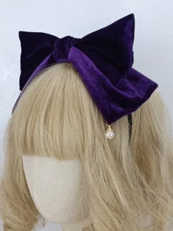Sweet Lolita Accessories Black Pearls Bow Headwear Miscellaneous