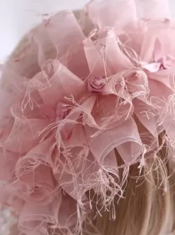 Sweet Lolita Accessories Black Pearls Bows Ruffles Headwear Miscellaneous