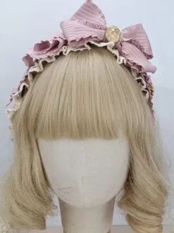 Sweet Lolita Accessories Cameo Pink Ruffles Bows Headwear Miscellaneous