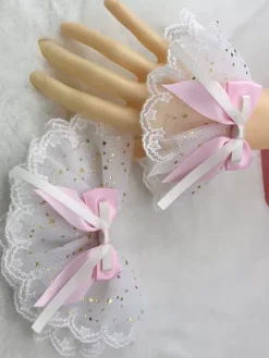 Sweet Lolita Accessories Light Sky Blue Ruffles Bows Oversleeves Miscellaneous