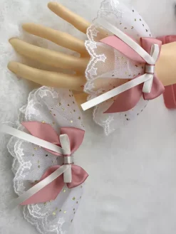 Sweet Lolita Accessories Light Sky Blue Ruffles Bows Oversleeves Miscellaneous