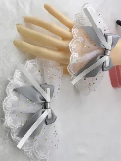 Sweet Lolita Accessories Light Sky Blue Ruffles Bows Oversleeves Miscellaneous