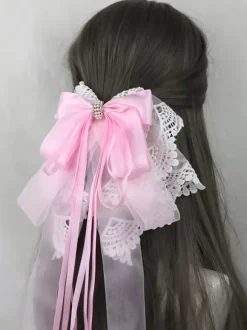 Sweet Lolita Accessories Purple Bows Ruffles Headwear Miscellaneous