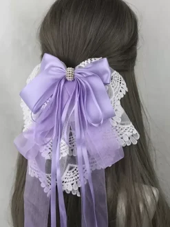 Sweet Lolita Accessories Purple Bows Ruffles Headwear Miscellaneous