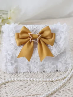 Sweet Lolita Bag Baby Blue PU Leather Bows Lace Embellishment PU Leather Cross-body Bag Lolita Accessories