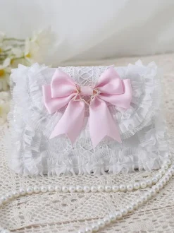 Sweet Lolita Bag Baby Blue PU Leather Bows Lace Embellishment PU Leather Cross-body Bag Lolita Accessories