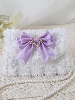 Sweet Lolita Bag Baby Blue PU Leather Bows Lace Embellishment PU Leather Cross-body Bag Lolita Accessories